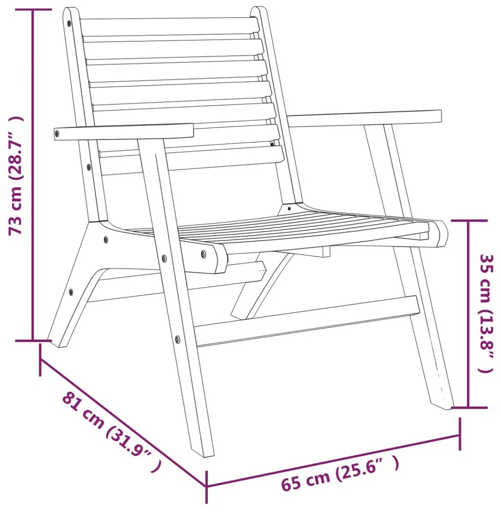 Set da Bistrot 3 pz in Legno Massello di Acacia