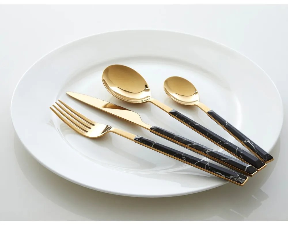 Posate in acciaio nero e oro 16 pezzi Avie - Premier Housewares