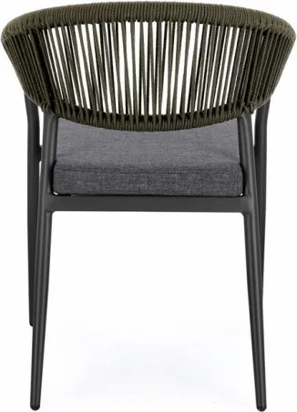 Sedia Da Esterno Impilabile Con Braccioli In Alluminio E Corda Millor Antracite E Verde Bizzotto
