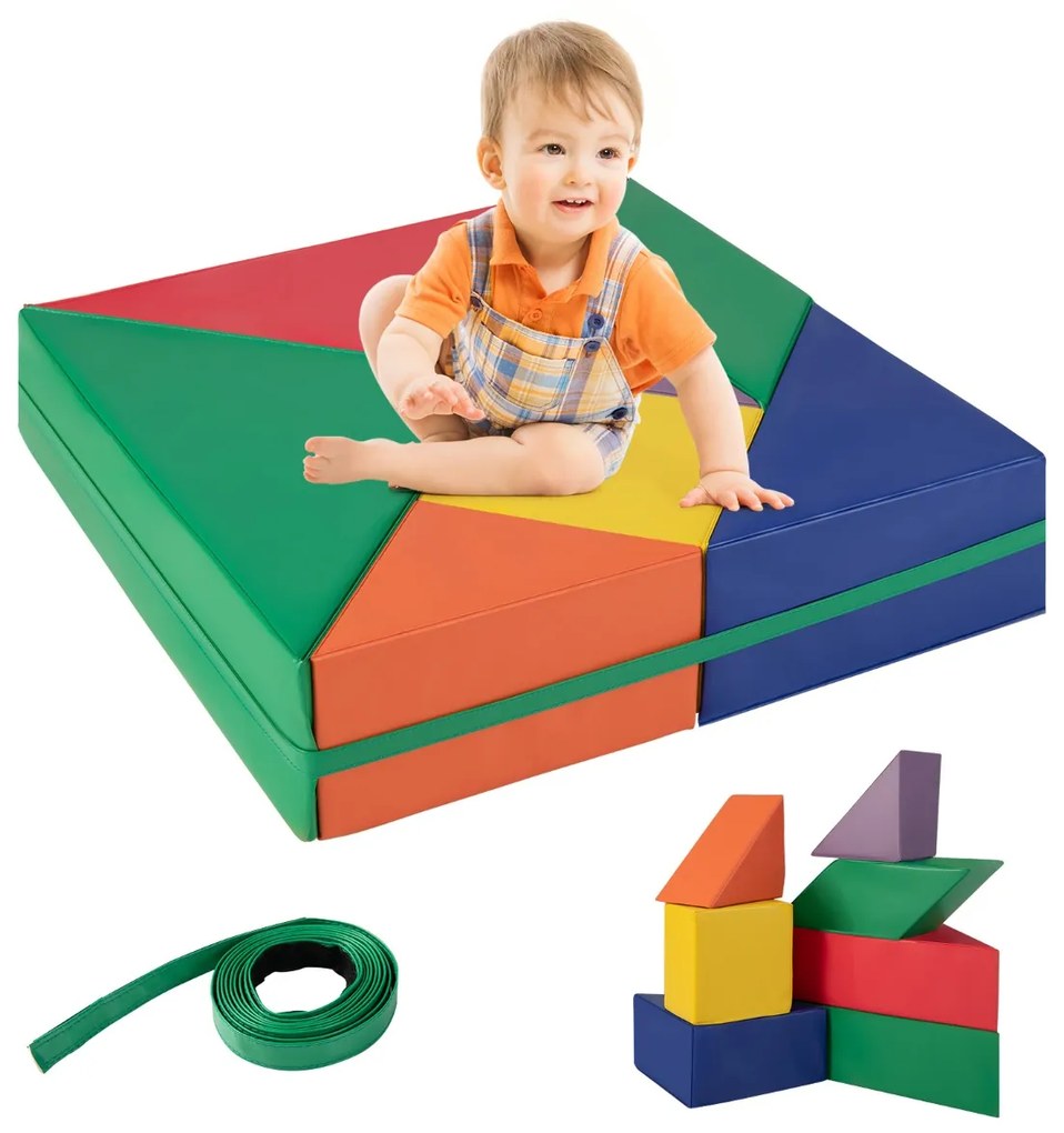 Costway Set di giochi di attività in gommapiuma da 7 pezzi, Giocattolo da arrampicata per interni per bambini