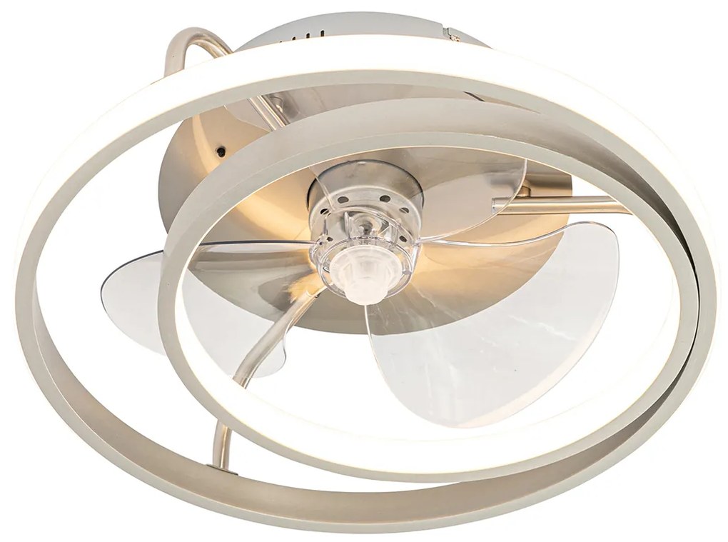 Ventilatore da soffitto in acciaio 46,5 cm con LED e telecomando - Kees