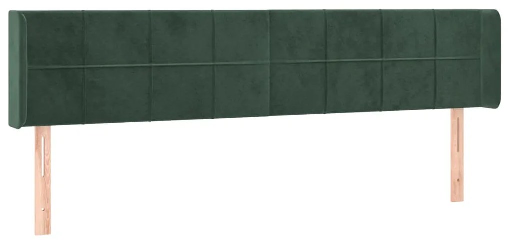 Testiera a led verde scuro 183x16x78/88 cm in velluto