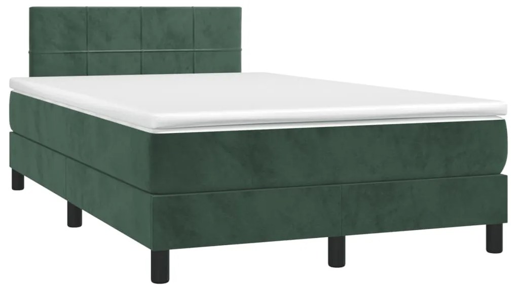 Letto A Molle Con Materasso E Led Verde Scuro 120x190cm Velluto /