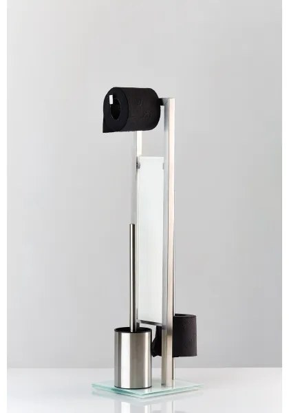 WENKO 21564100 - Scopino WC RIVALTA 18x70 cm acciaio inox/argento/bianco/nero