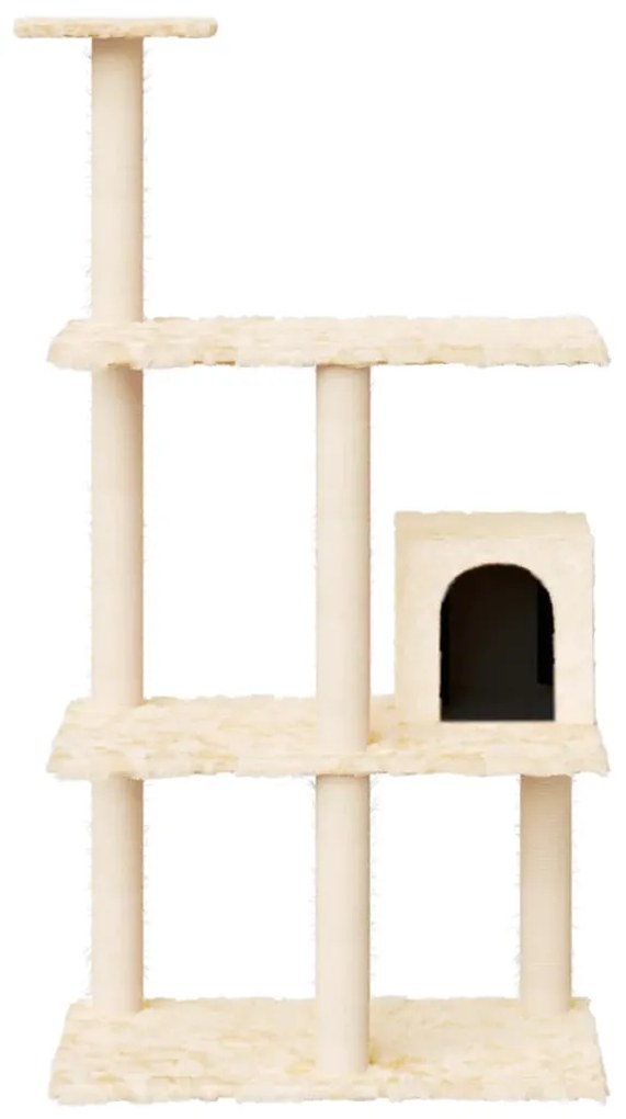 Albero per gatti con tiragraffi in sisal crema 119 cm