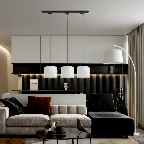 Lampadario su filo per sistema a binario TRACER 1xE27/15W/230V diametro 20 cm nero/bianco