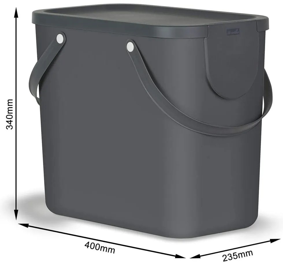 Bidone per rifiuti in plastica riciclata da 25 l Albula - Rotho