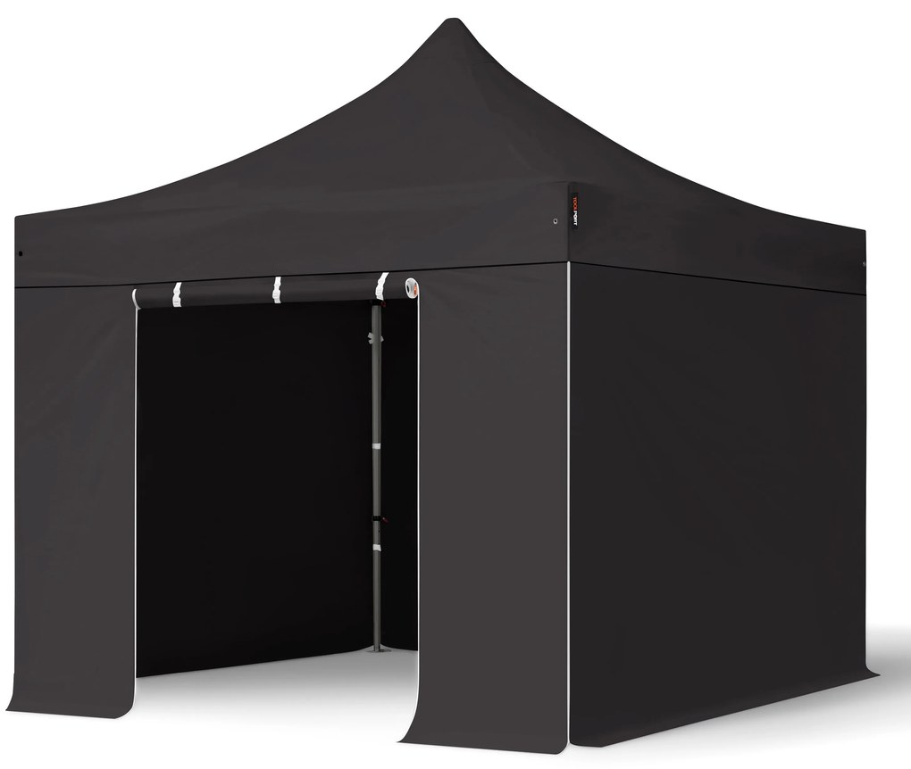 TOOLPORT 3x3m gazebo pieghevole con laterali, PREMIUM acciaio, nero - (600003)