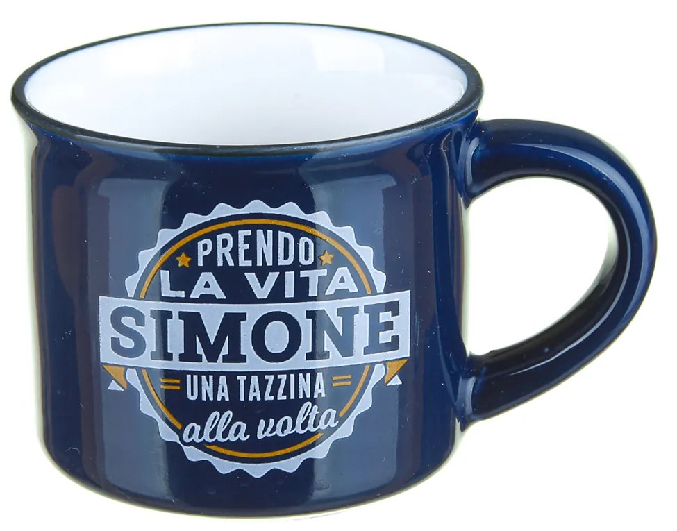 Tazzina caffè con nome Simone in gres porcellanato