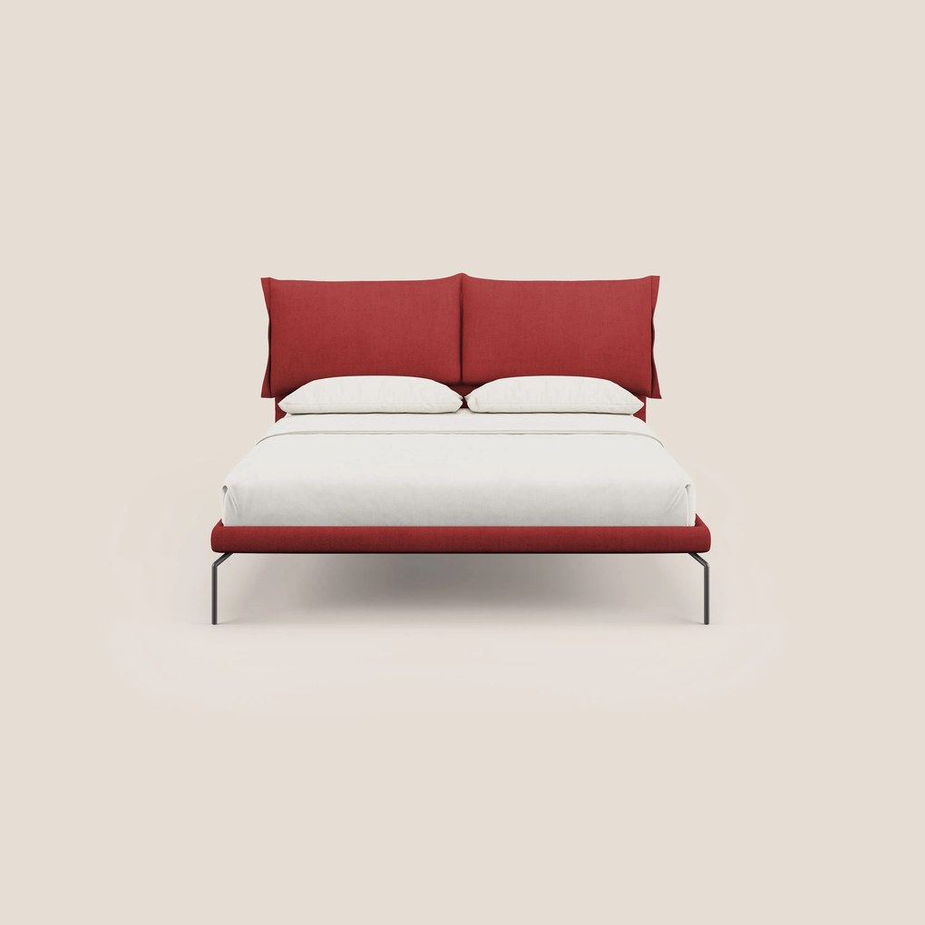 Bice letto imbottito con cuscini e piedi alti in metallo in tessuto impermeabile T02