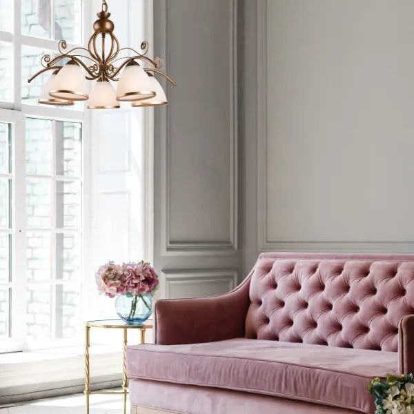 Lampadario a catena RETRO II 5xE27/60W/230V, bronzo patinato