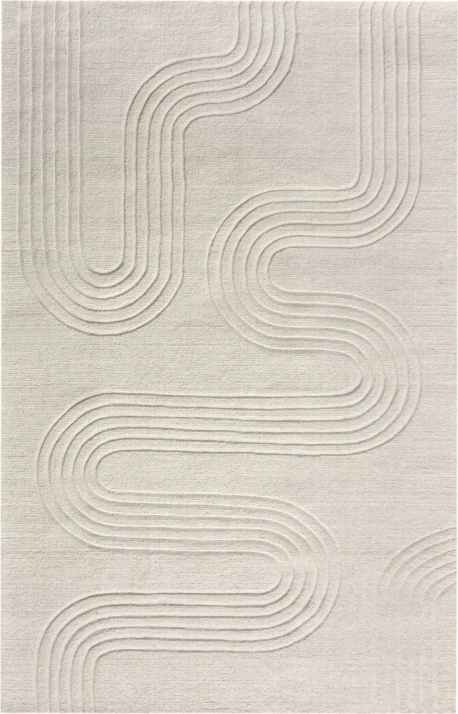 MEDAD - tappeto in lana avorio con decoro