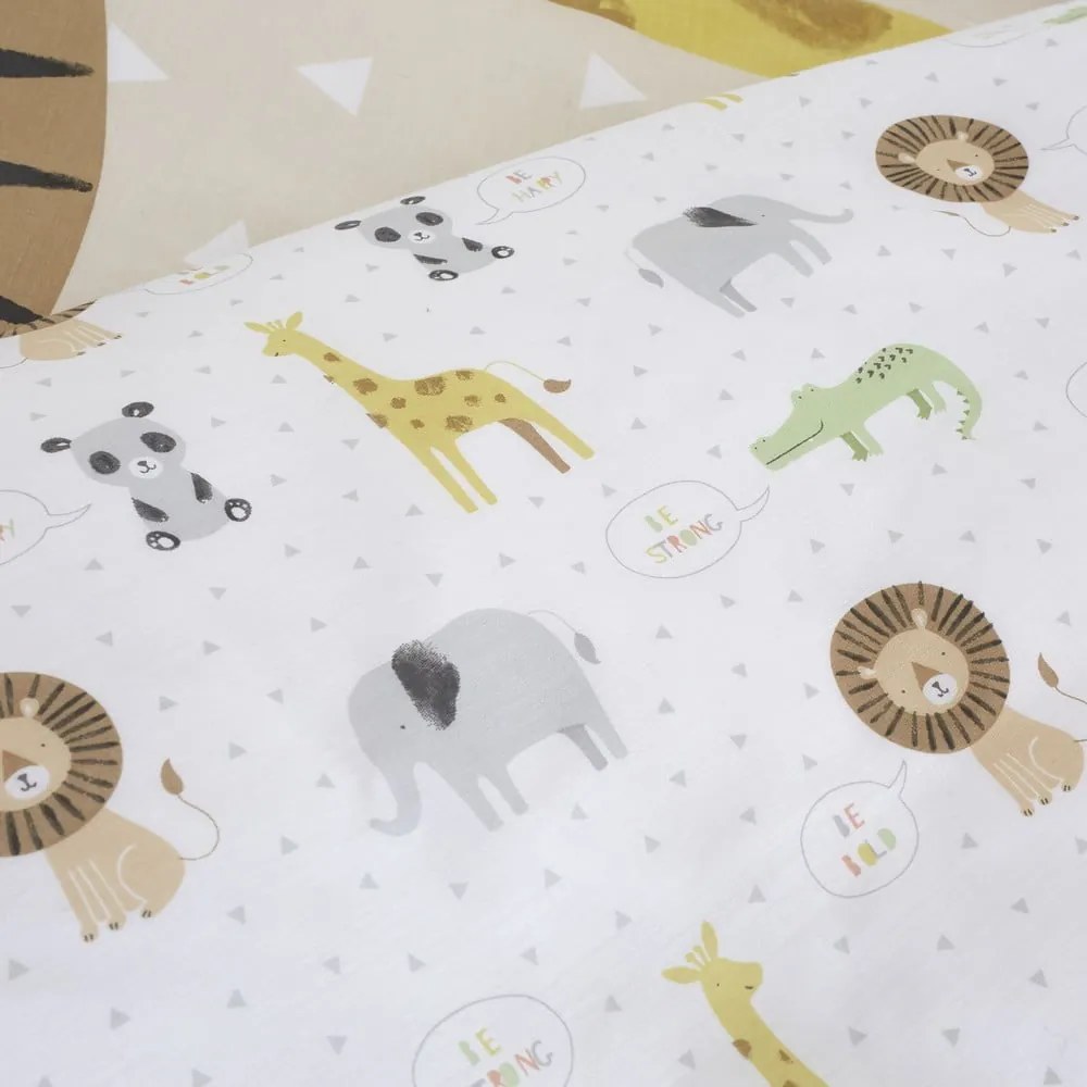 Set copripiumino e federa da bambini marrone chiaro per culla 120x150 cm Roarsome Animals – Catherine Lansfield