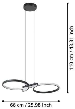 Eglo 901267 - Lampadario LED a sospensione con filo SERPINS LED/21W/230V 3000K nero