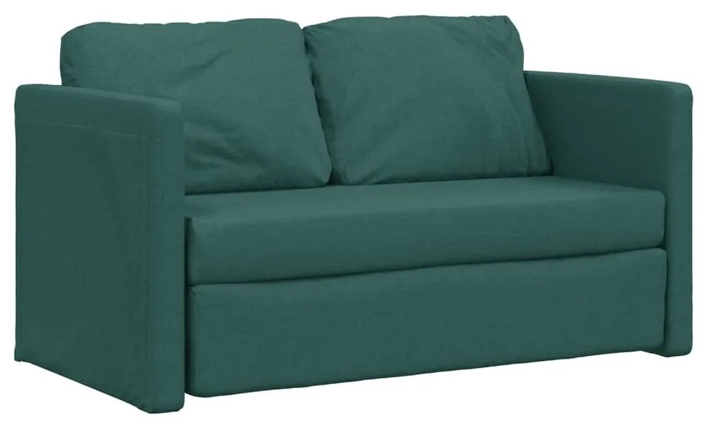 Divano letto da terra 2 in 1 verde scuro 112x174x55 cm tessuto