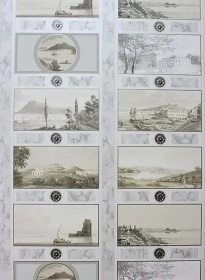 Nina Campbell Carta da parati Keightley's Folio - Sepia
