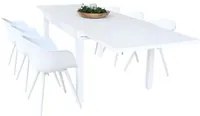 DEREK - set tavolo da giardino con sedie in alluminio cm 135/270x90x75 h Posti: 6, Colore: Bianco