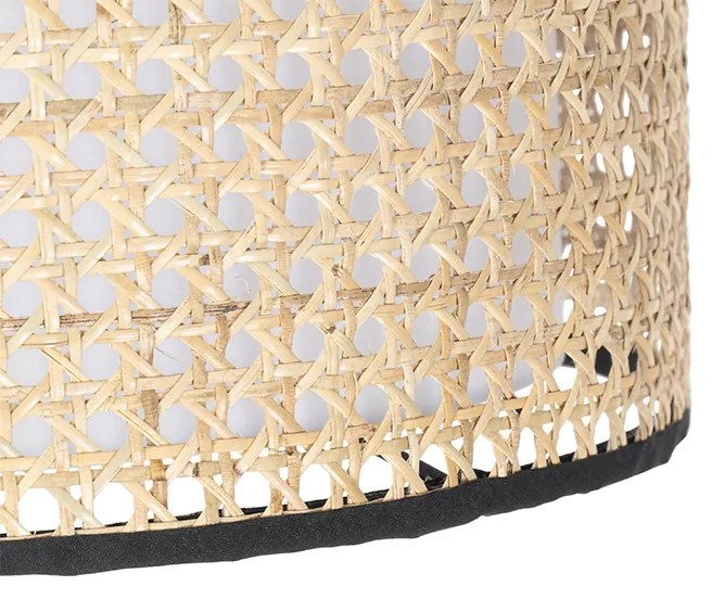 Lampada da terra rustica nera con paralume in rattan - Kata