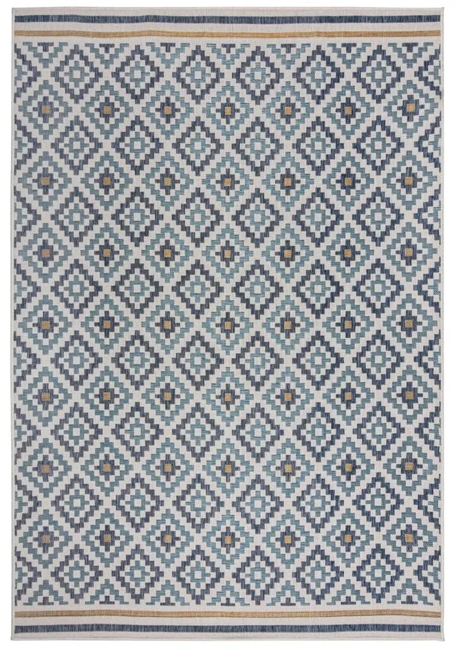 Tappeto da interno e esterno giallo e blu 200x290 cm Zia Trellis – Flair Rugs