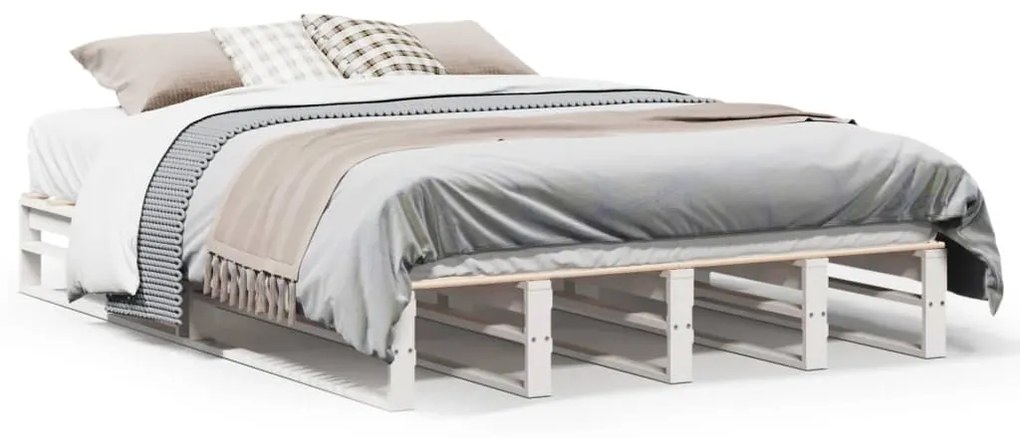 Letto senza materasso bianco 135x190 cm legno massello di pino