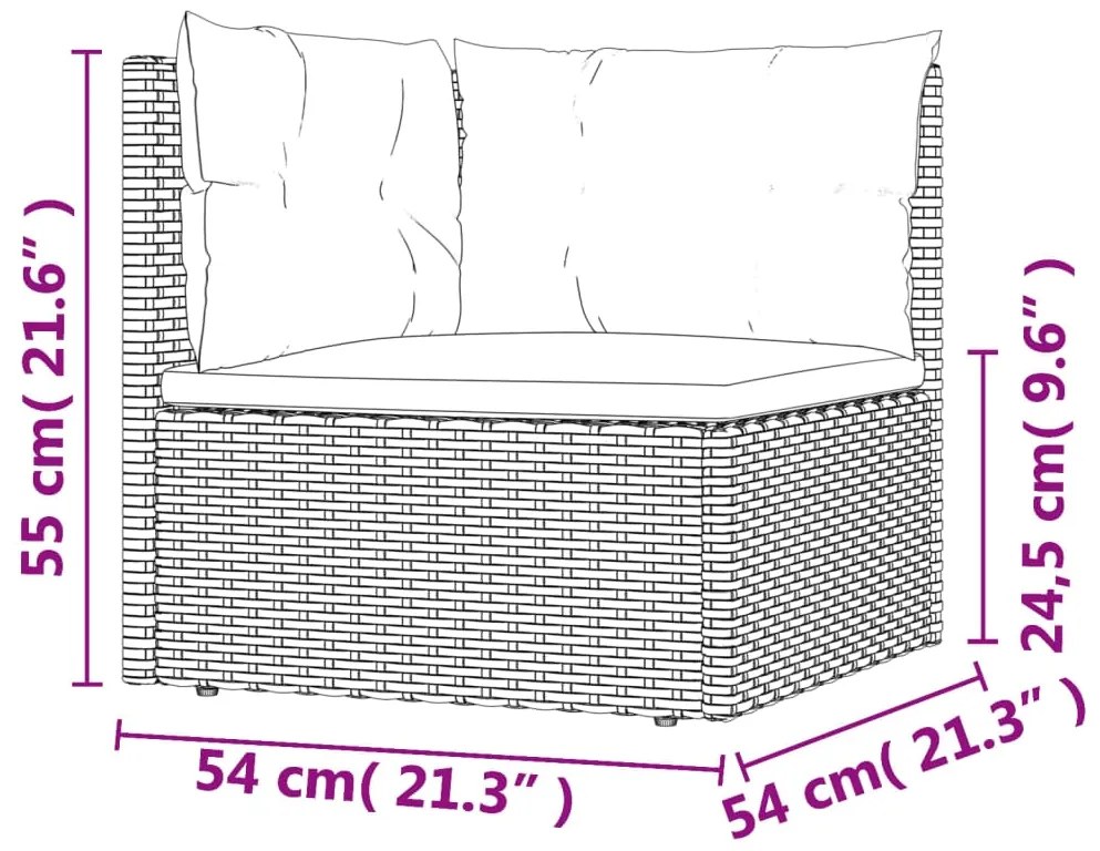 Set Divani da Giardino 5 pz con Cuscini in Polyrattan Grigio