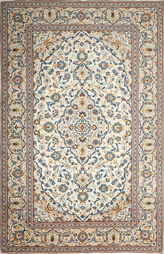 Kashan Tappeto 190x300 Beige (Iran) Annodato A Mano