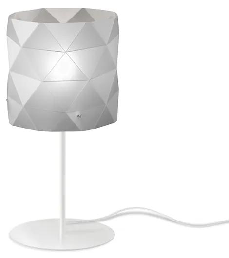 Lampada Da Tavolo Moderna 1 Luce Prisma In Polilux Silver H36 Made In Italy