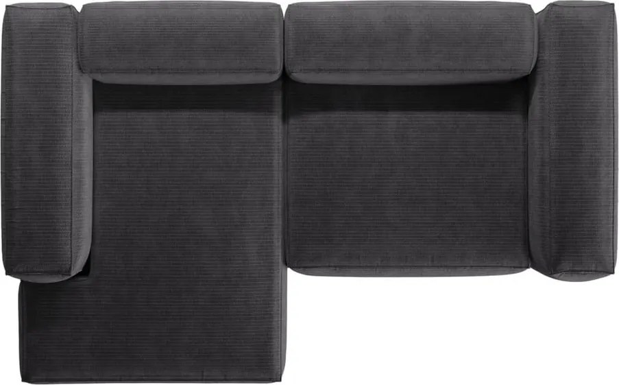 Divano angolare grigio scuro (con penisola a sinistra/con chaise lounge) con rivestimento in velluto a coste Bergamo – Cosmopolitan Design