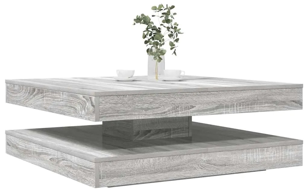 Tavolino Da Caffè Girevole A 360 Gradi Grigio 90x90x34,5 Cm /