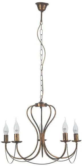 ONLI - Lampadario a sospensione con catena CANDELA 5xE14/6W/230V bronzo