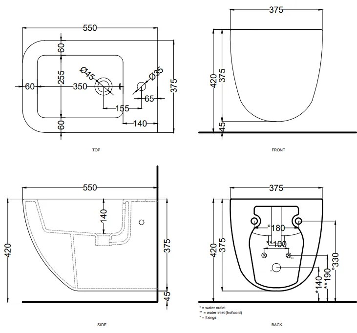 Cielo Shui Comfort Bidet sospeso Monoforo In Ceramica bianco lucido