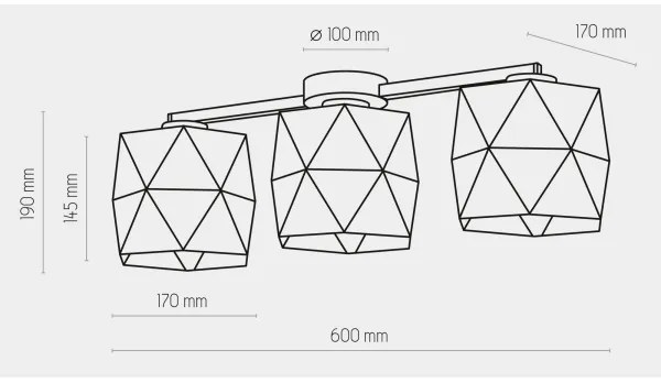 Lampadario da parete SIRO 3xE27/15W/230V nero/oro