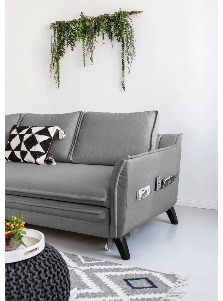 Divano letto grigio ad angolo, angolo sinistro Charming Charlie - Miuform