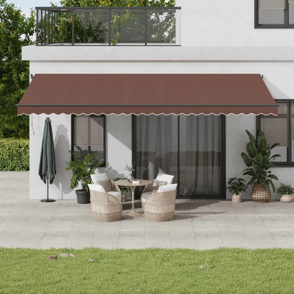 Tenda Da Sole Retrattile Automatica Con Led Marrone 600x300 Cm /