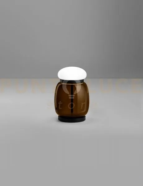 Faro lampada da tavolo s terra bruciata bianco montatura nero opaco...