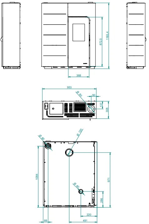 Palazzetti Ginger 9 Stufa A Pellet ecofire ad aria Canalizzata in acciaio Bianco