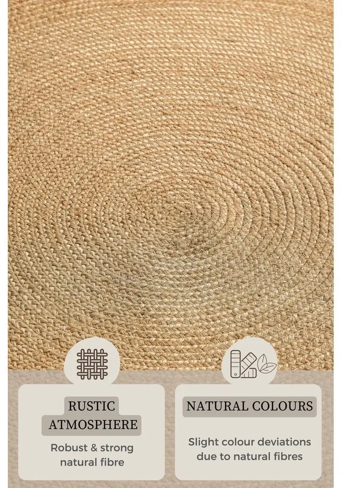 Tappeto rotondo di colore naturale in iuta reversibile ø 140 cm Braided Gold – Hanse Home