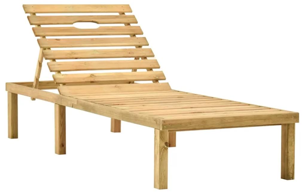Lettino prendisole con tavolino in legno di pino impregnato