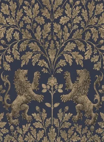 Tapete Boscobel Oak von Cole & Son - Metallic Gilver on Ink