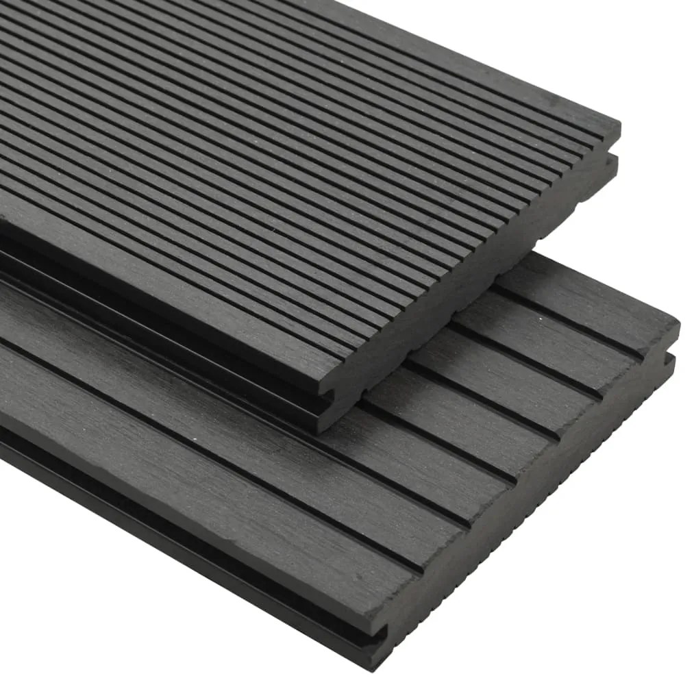 Pavimento Per Esterni Wpc Pieno Accessori 10 M² 2,2 M Grigio /