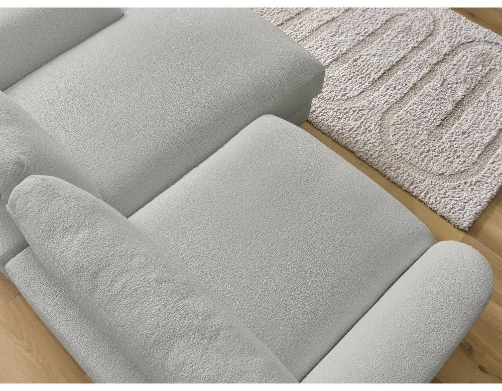 Divano angolare grigio chiaro (con penisola a destra/con chaise lounge) con rivestimento in bouclé Leonore – Bobochic Paris