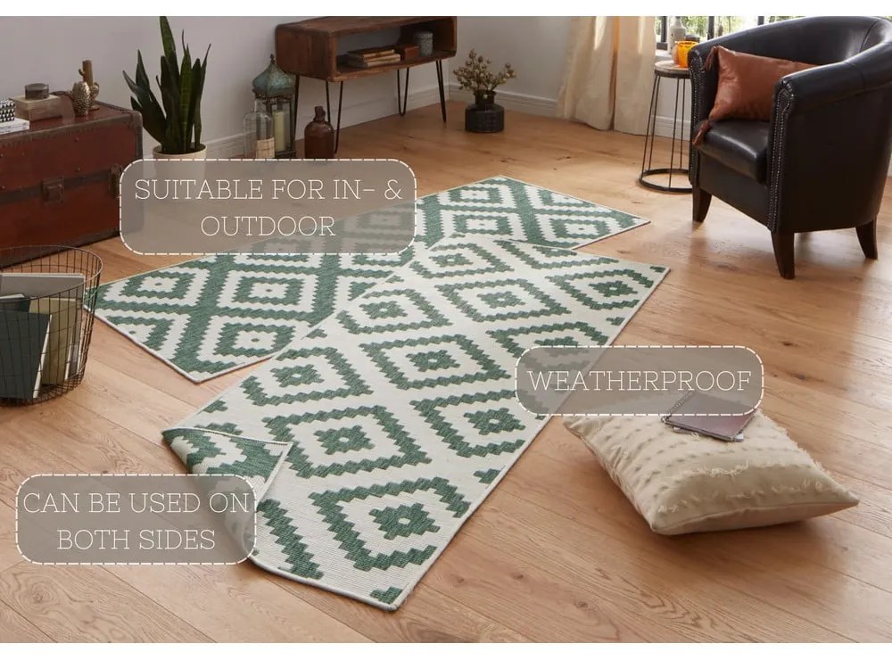 Tappeto da esterno verde e crema , 80 x 345 cm Malta - NORTHRUGS