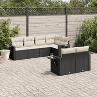 Set Divani da Giardino con Cuscini 7pz Nero Polyrattan 3252743