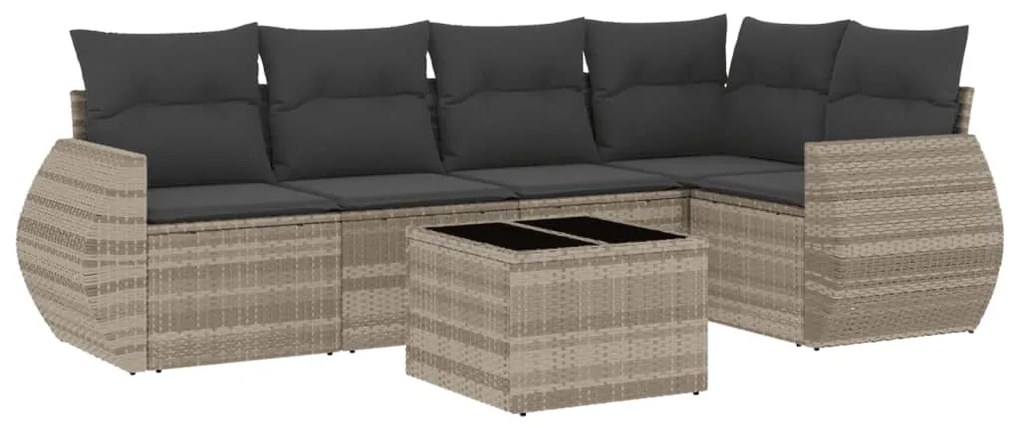 Set divano da giardino 6pz con cuscini grigio chiaro polyrattan