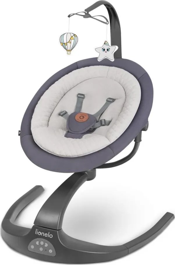 Lionelo - Dondolino musicale per bambini RINA 4xAA Grigio Cemento + telecomando
