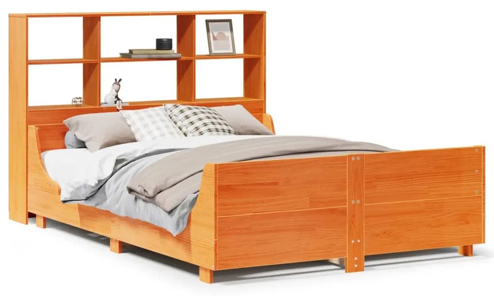 Letto libreria senza materasso marrone cera 140x190 cm legno
