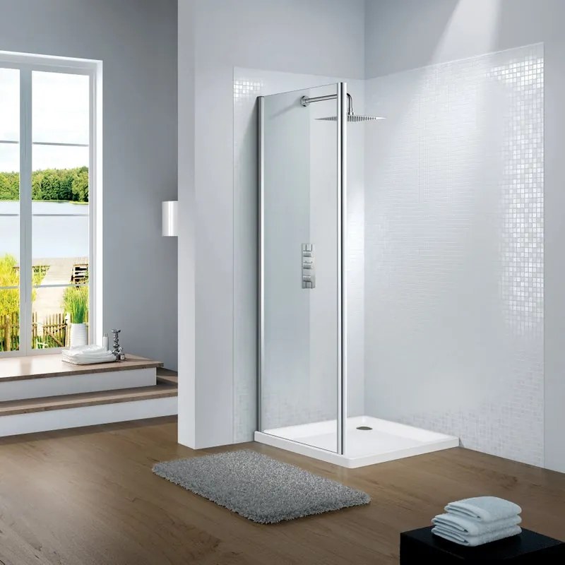 Pannello laterale per box doccia Slimline L 120 x H 195cm, Sp. 6 mm profilo in alluminio argento anodizzato