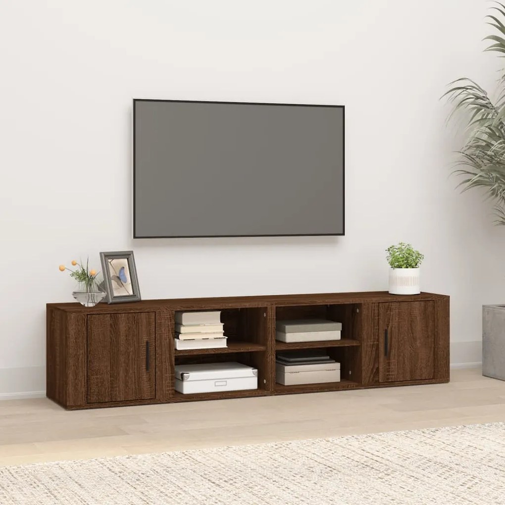 Mobili Tv 2pz Rovere Marrone 80x31,5x36 Cm İn Legno Multistrato /