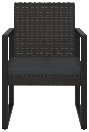 Set Divani da Giardino 4 pz con Cuscini Nero in Polyrattan