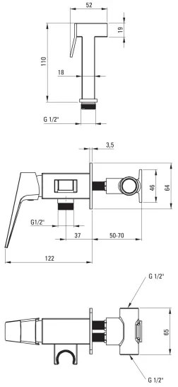 Deante BQL_034M - Miscelatore bidet BLUR con doccetta per installazione ad incasso, cromato lucido